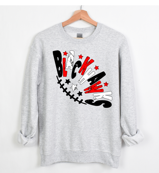 Blackhawks Football Curved Design Sweatshirt