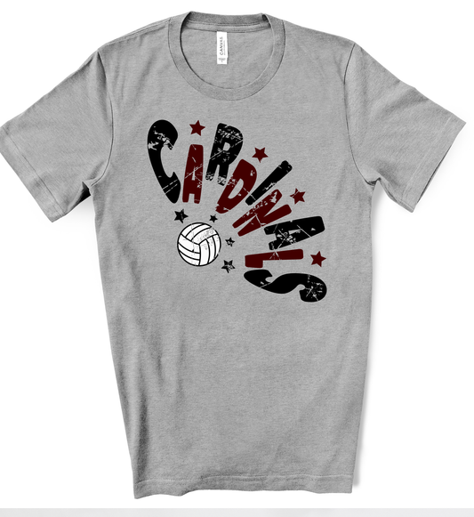 Cardinals Volleyball Curved Design T-Shirt