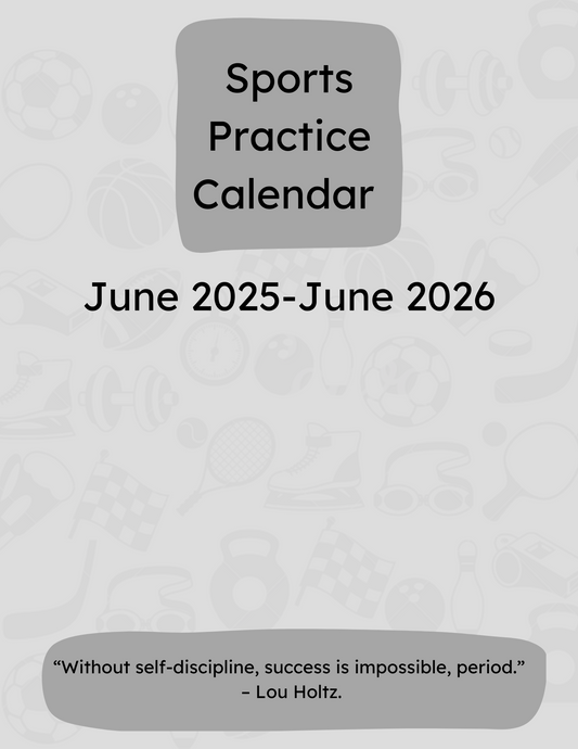 DIGITAL DOWNLOAD-Sports Practice Calendar June 2025-June 2026