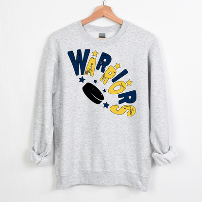 Warriors Curved Design Sweatshirt (Navy and Yellow)