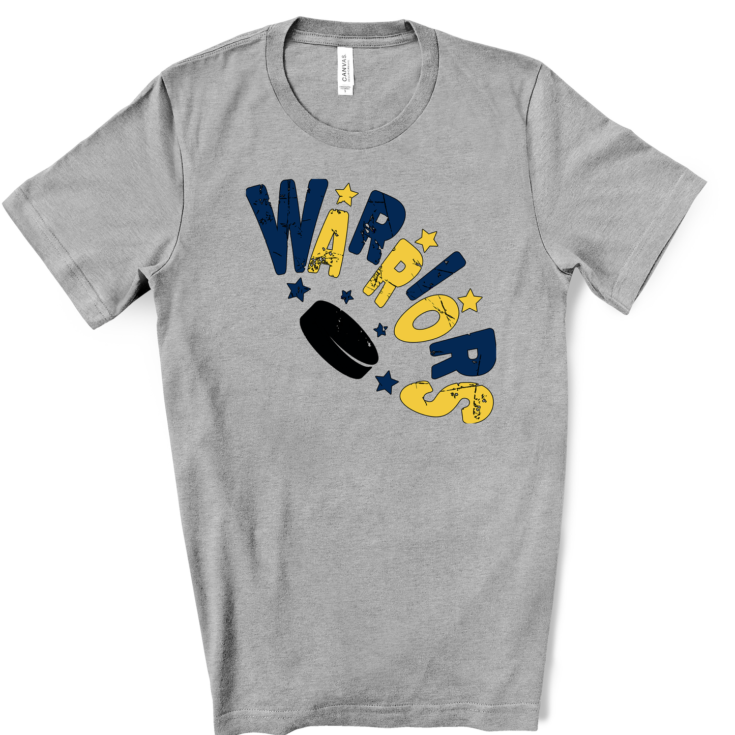 Warriors Curved Design T-Shirt (Navy and Yellow)