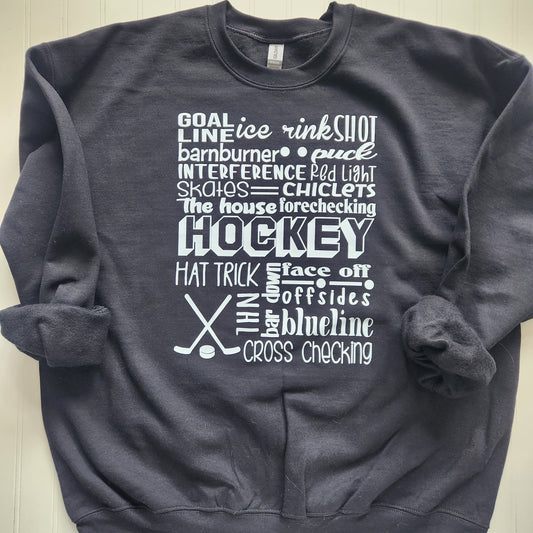 Hockey Words Sweatshirt- Ready to Ship