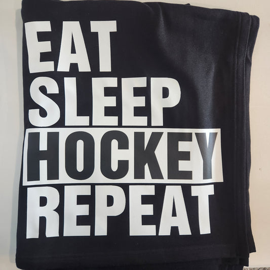 Eat Sleep Hockey Repeat Blanket